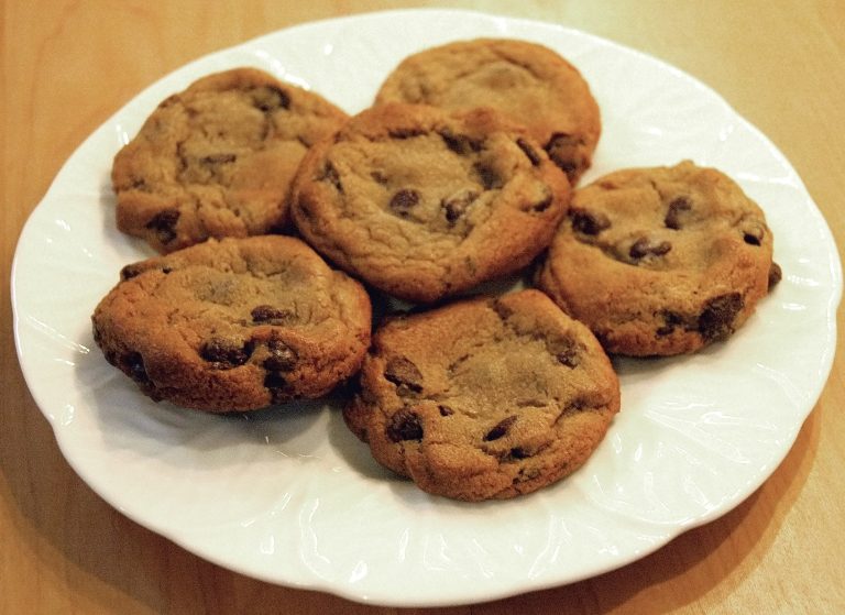 Plate of chocolate chip cookies